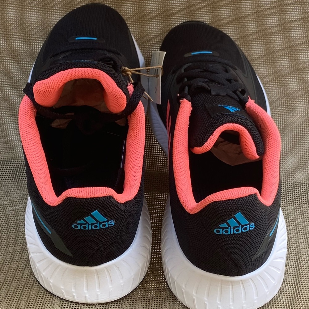 Adidas NWT Run-Falcon 2.0K Sz-3.5Y~(5Women) Striking Colors of Black/Coral/Aqua - Picture 11 of 16
